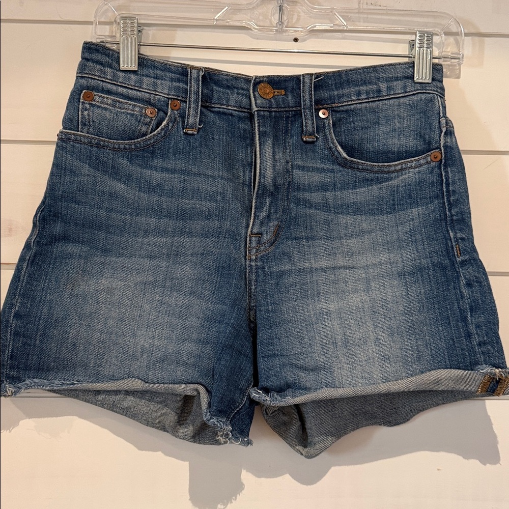 Madewell denim shorts, size 25, lots of stretch.